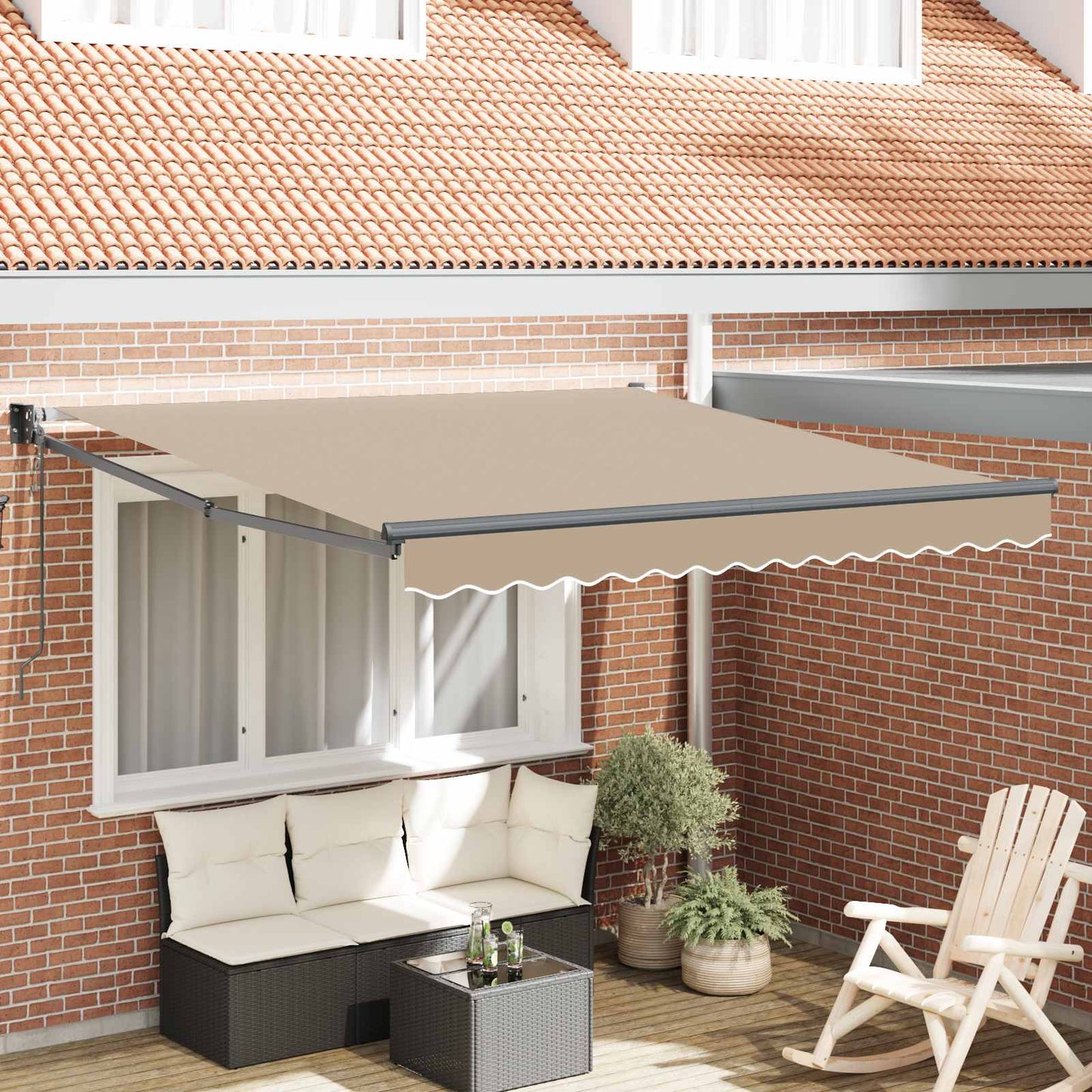 Inklapbaar Zonnescherm Beige 350 X 250 Cm Beige