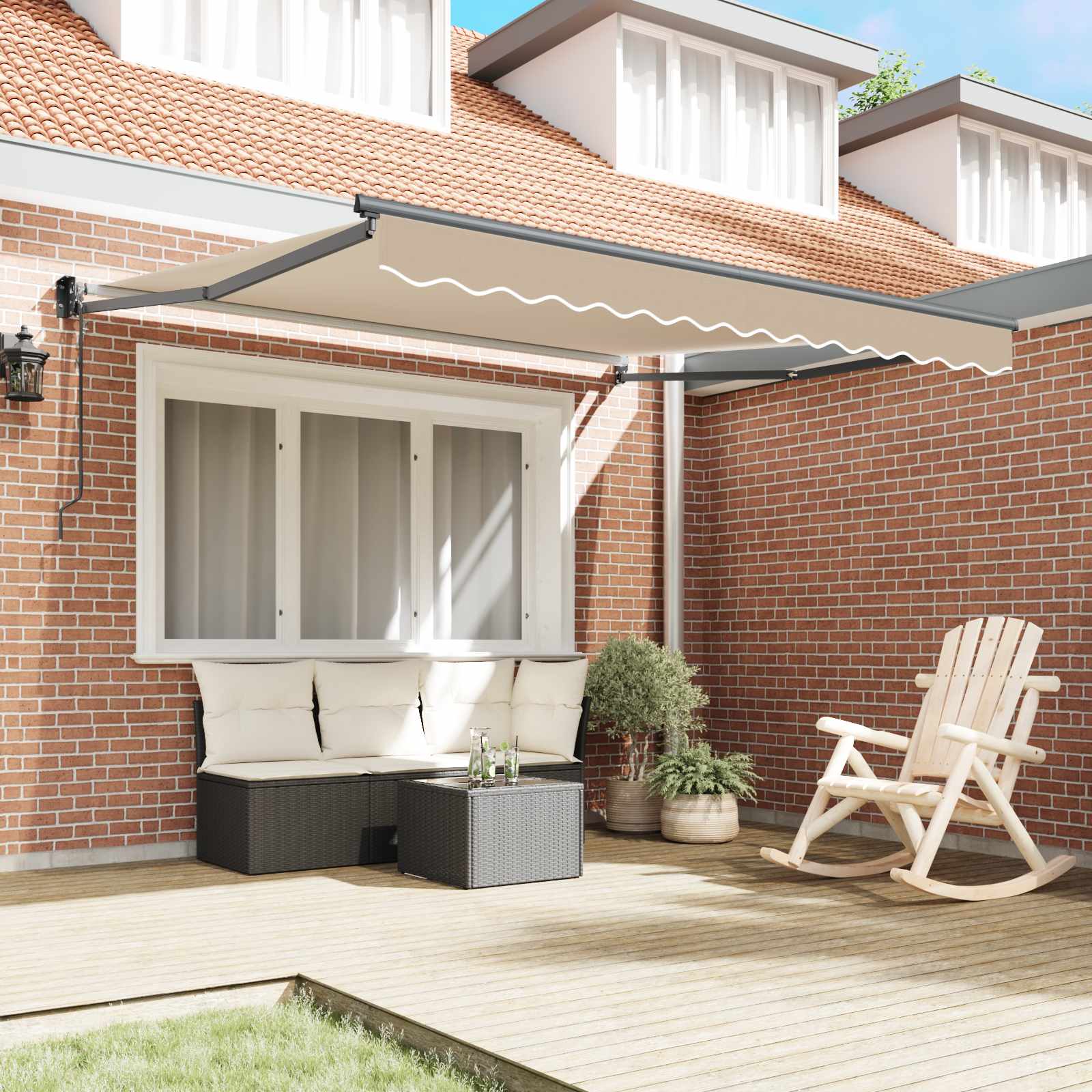 Inklapbaar Zonnescherm Beige 350 X 250 Cm Beige