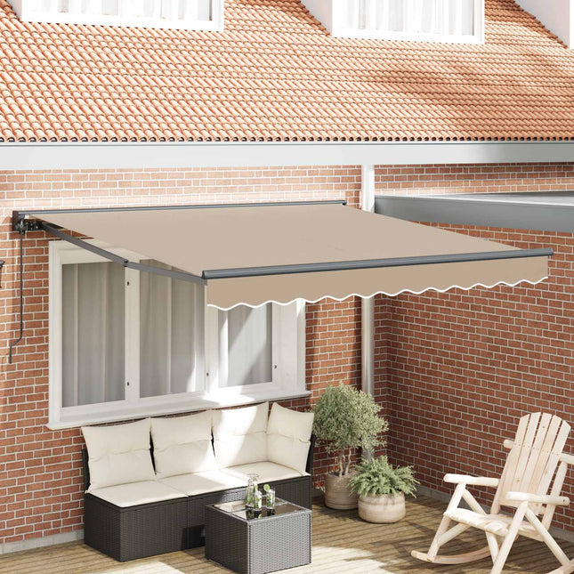 Zijde Frame Beige 300 X 250 Cm Polyester Met Pu-Coating Beige (Anthraciet Frame)