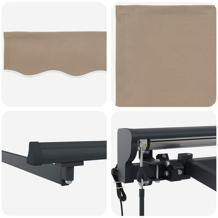 Zijde Frame Beige 350 X 250 Cm Polyester Met Pu-Coating Beige (Anthraciet Frame)