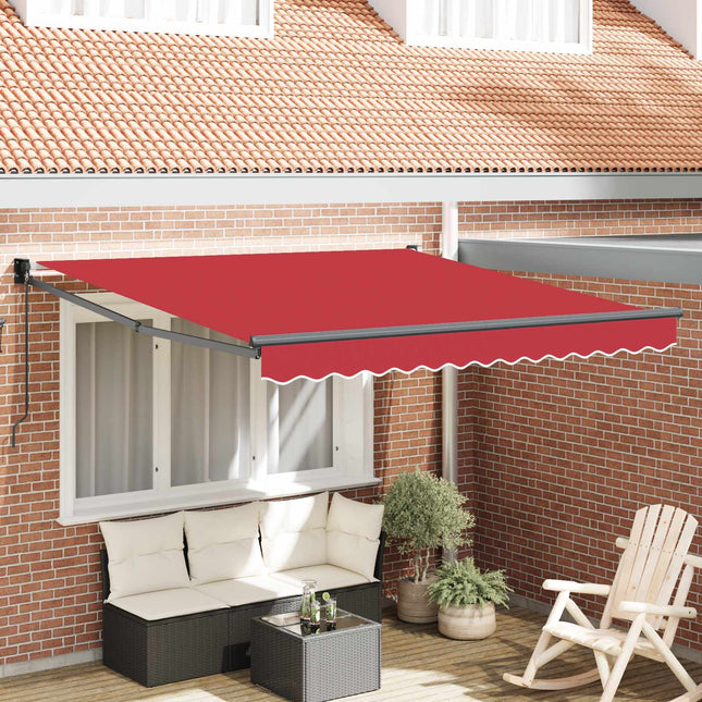 Inklapbaar Zonnescherm Rood 350 X 250 Cm Polyester En Aluminium Rood