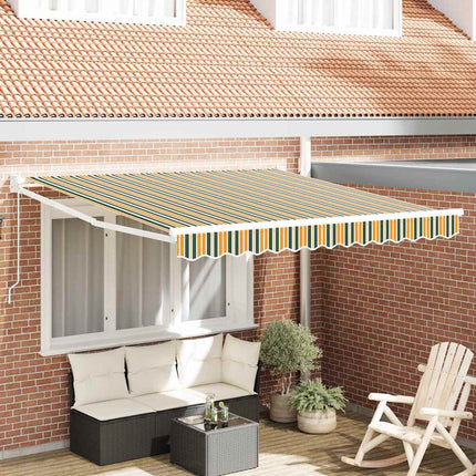 Uitschuifbare Luifel Meerkleurig 400 × 300 Cm Groen En Geel (Wit Frame)
