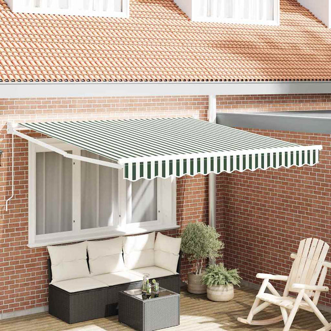 Inklapbaar Zonnescherm Groen En Wit 350 X 250 Cm Groen En Wit