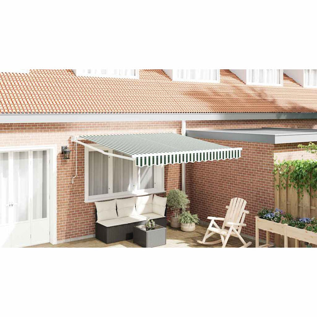 Inklapbaar Zonnescherm Groen En Wit 350 X 250 Cm Groen En Wit