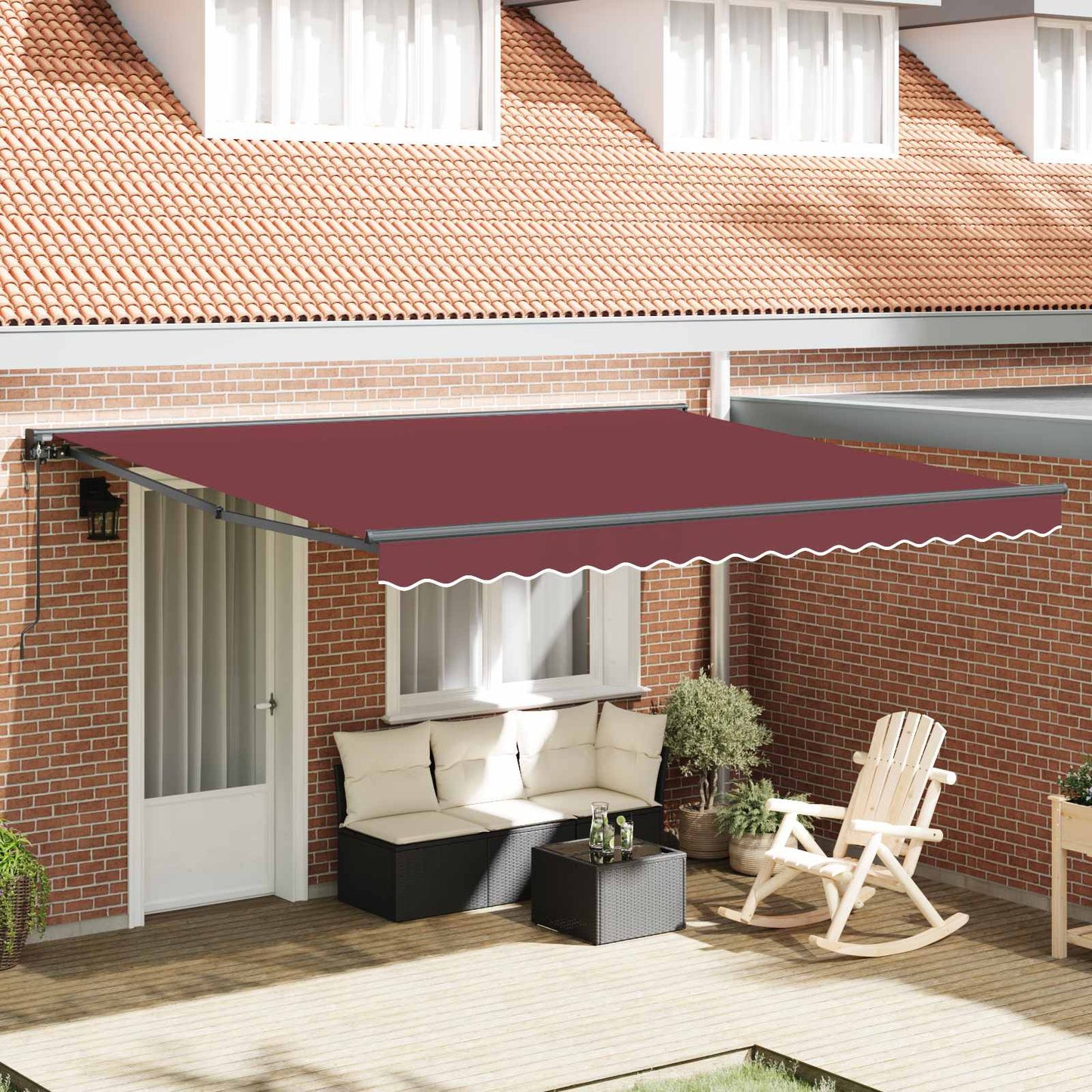 Zijde Frame Bordeauxrood 450 × 300 Cm Polyester Met Pu-Coating Bordeaux (Anthraciet Frame)