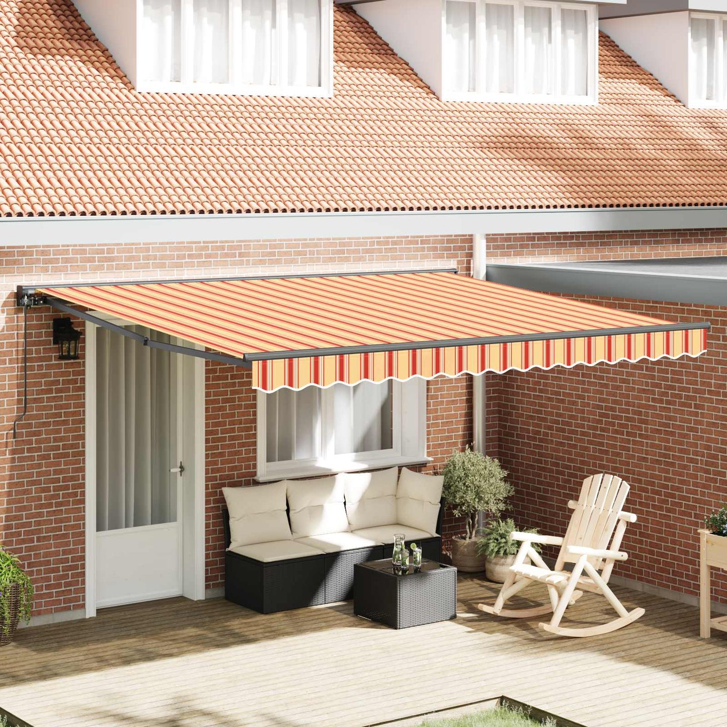 Uitschuifbare Luifel En Geel En Oranje (Anthraciet Frame)