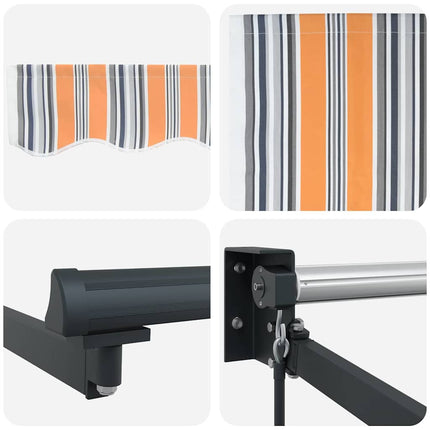 Uitschuifbare Luifel Meerkleurig 400 × 300 Cm Oranje/Grijs/Blauw/Wit (Anthraciet Frame)