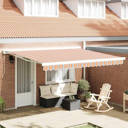 Uitschuifbare Luifel Meerkleurig 300 X 250 X 165 Cm Oranje/Grijs/Blauw/Wit