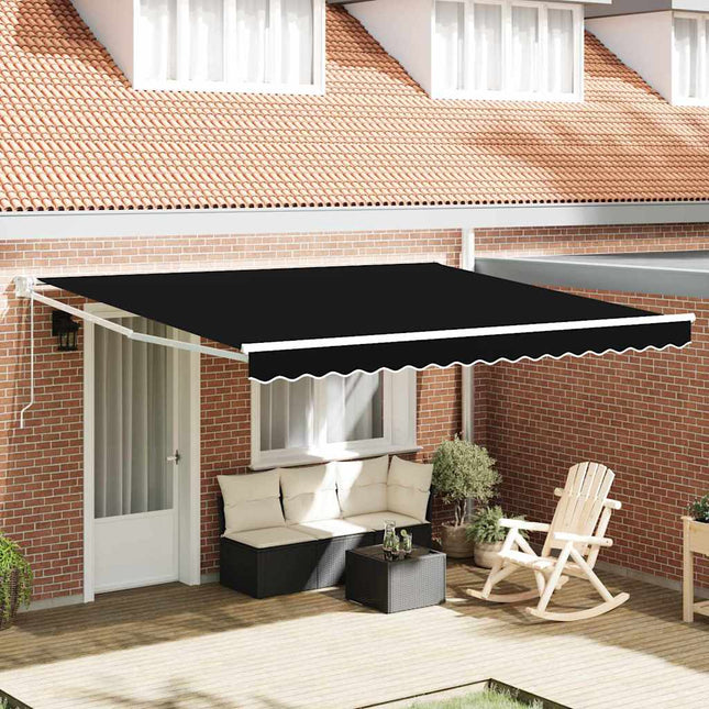 Inklapbaar Zonnescherm Zwart 400 × 300 Cm Zwart (Wit Frame)