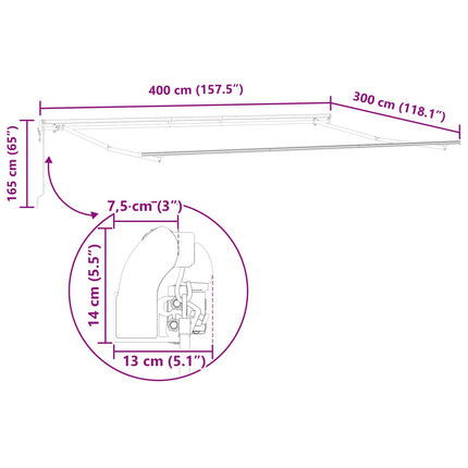 Uitschuifbare Luifel 400 × 300 Cm Stof En Aluminium Beige