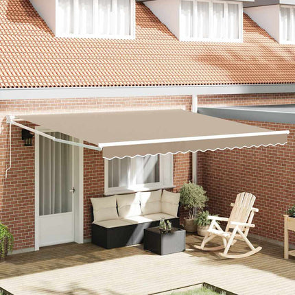 Uitschuifbare Luifel Beige 350 X 250 Cm Beige (Wit Frame)