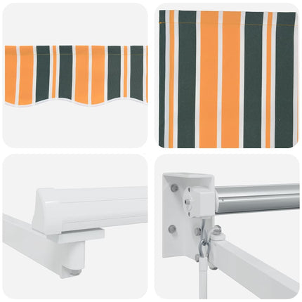 Uitschuifbare Luifel Meerkleurig 400 × 300 Cm Groen En Geel (Wit Frame)