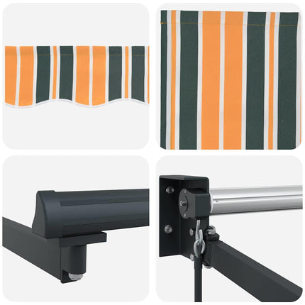 Uitschuifbare Luifel Meerkleurig 400 × 300 Cm Groen En Geel (Anthraciet Frame)