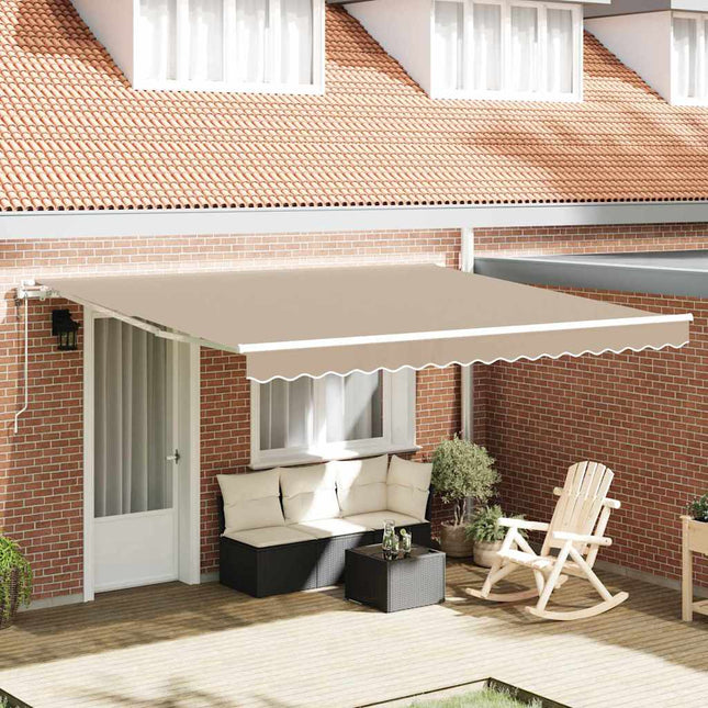 Uitschuifbare Luifel 400 × 350 Cm Stof En Aluminium Beige