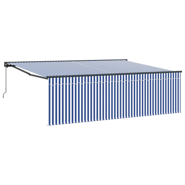 Inklapbaar Zonnescherm Blauw En Wit 400 × 300 Cm Blauw En Wit (Anthraciet Frame)