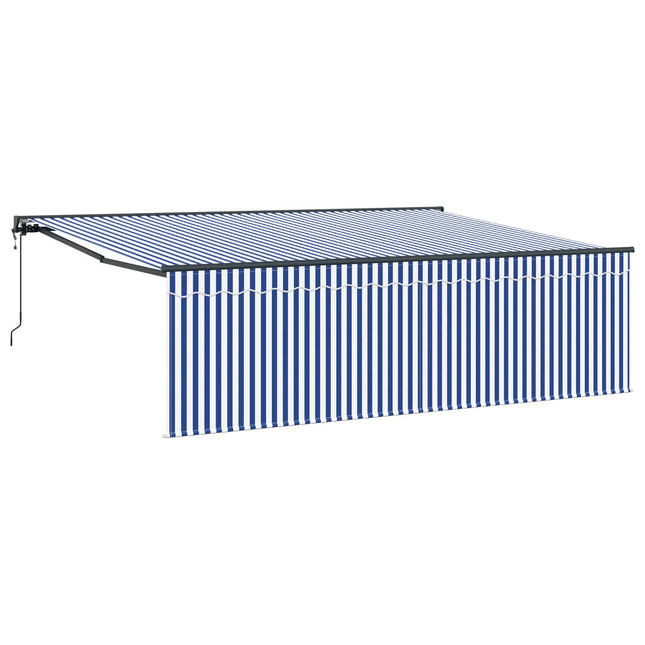 Inklapbaar Zonnescherm Blauw En Wit 400 × 300 Cm Blauw En Wit (Anthraciet Frame)