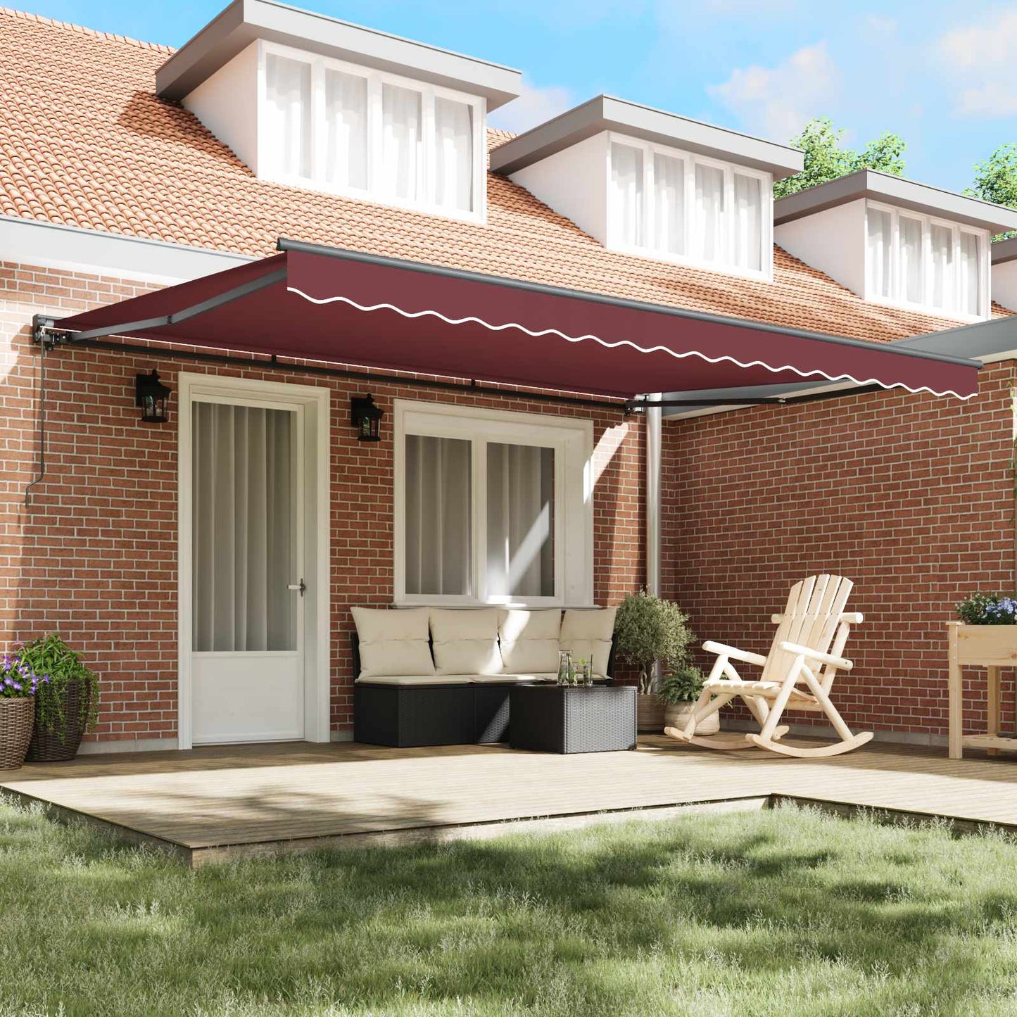 Zijde Frame Bordeauxrood 450 × 300 Cm Polyester Met Pu-Coating Bordeaux (Anthraciet Frame)