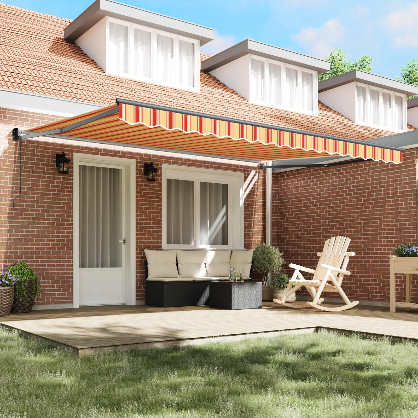Markies Geel En Oranje 450 X 300 X 165 Cm Polyester En Metaal Geel En Oranje