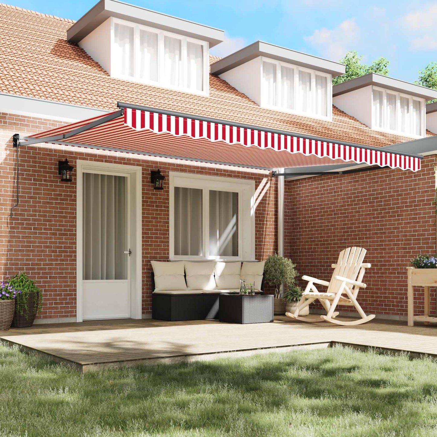Markies Rood En Wit 450 X 300 X 165 Cm Polyester En Metaal Rood En Wit