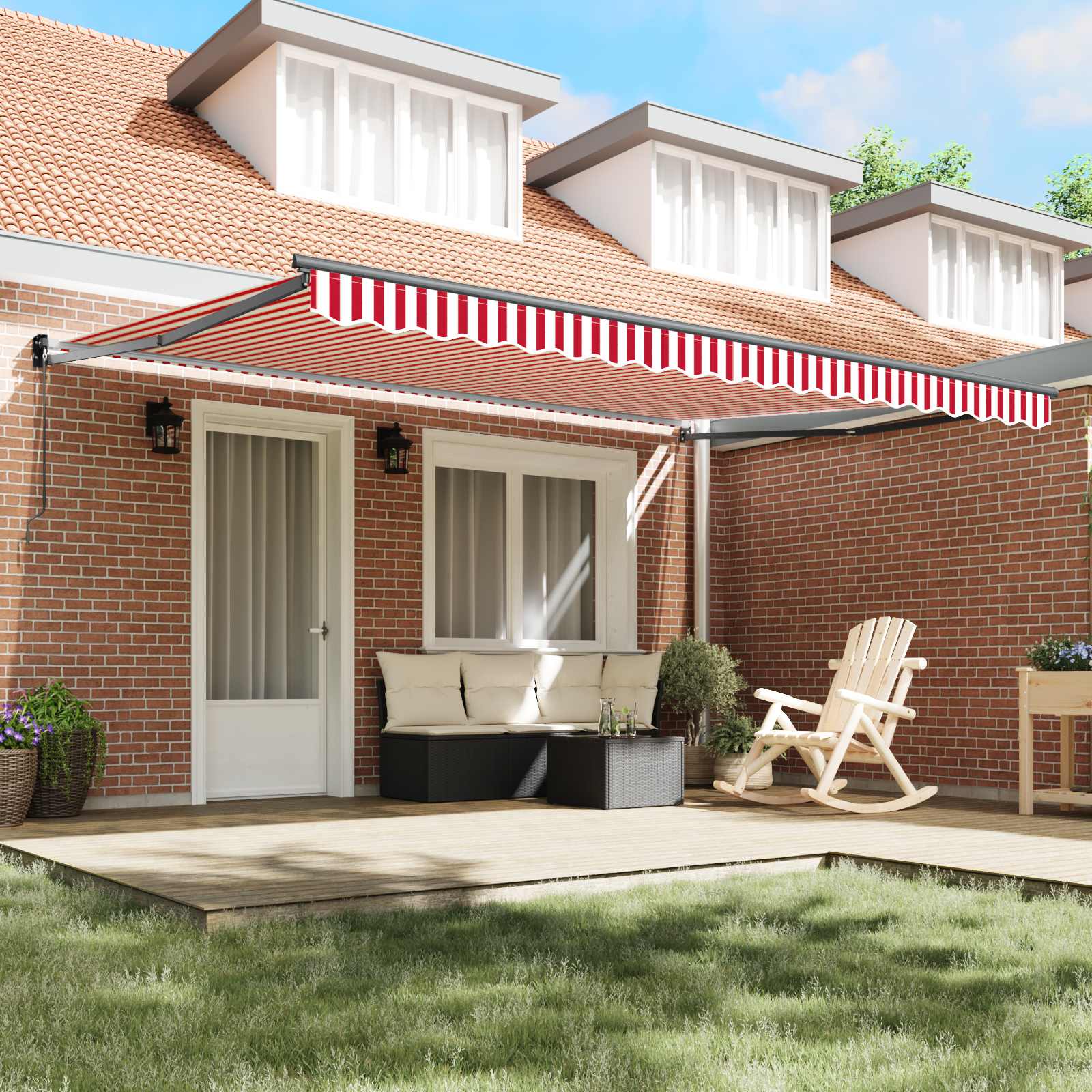 Markies Rood En Wit 450 X 300 X 165 Cm Polyester En Metaal Rood En Wit