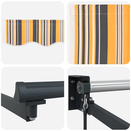 Uitschuifbare Luifel Meerkleurig 450 × 300 Cm Geel/Grijs/Wit (Anthraciet Frame)