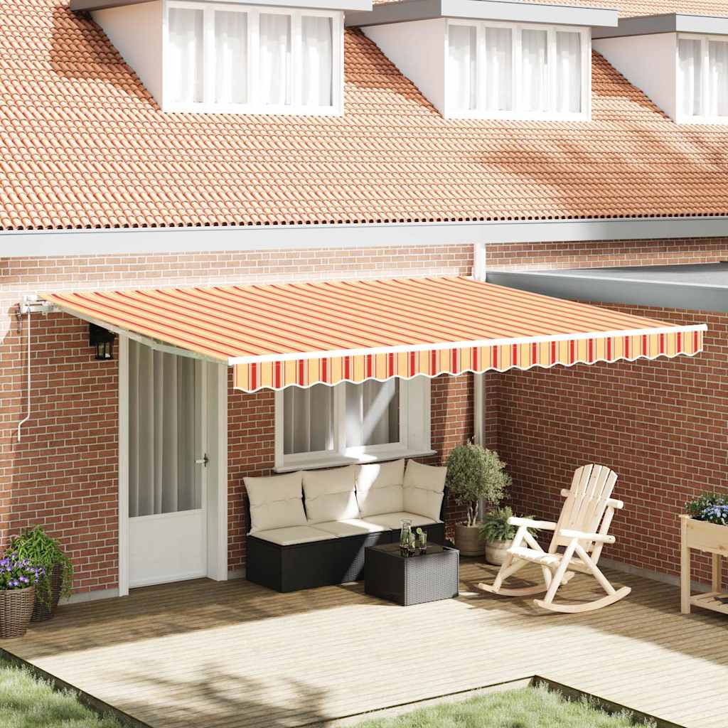 Elektrisch Uittrekbaar Zonnescherm 450 × 350 Cm Geel En Oranje