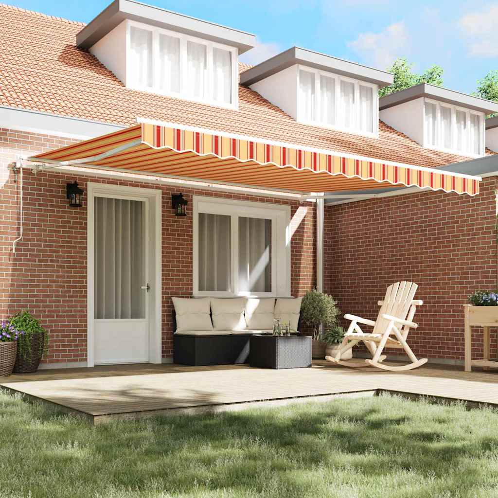 Elektrisch Uittrekbaar Zonnescherm 450 × 350 Cm Geel En Oranje