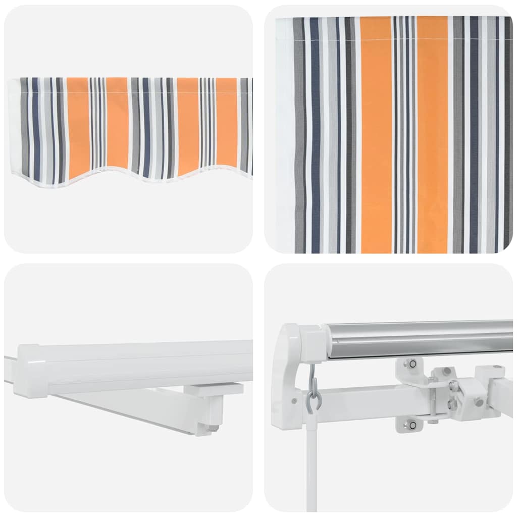 Inklapbaar Zonnescherm Multikleur Stof En Staal Blauw En Oranje