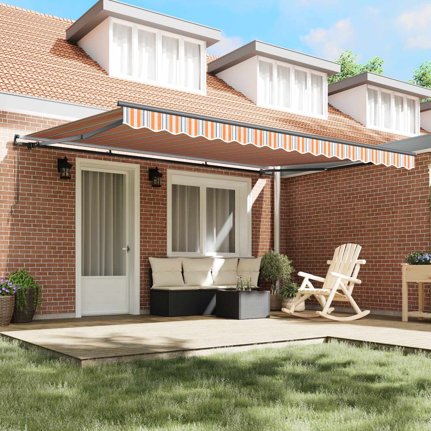 Inklapbaar Zonnescherm Multikleur Blauw En Oranje