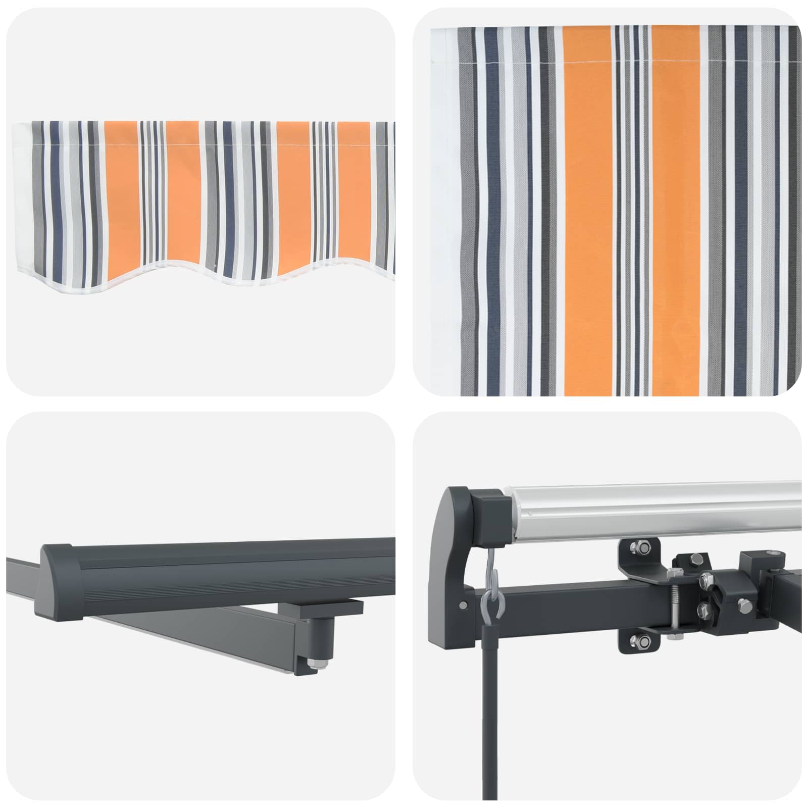 Inklapbaar Zonnescherm Multikleur Stof Oranje/Grijs/Blauw/Wit