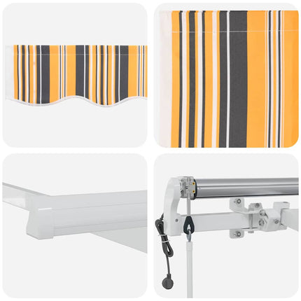 Uitschuifbare Luifel Meerkleurig 450 × 350 Cm Stof En Aluminium Geel/Grijs/Wit