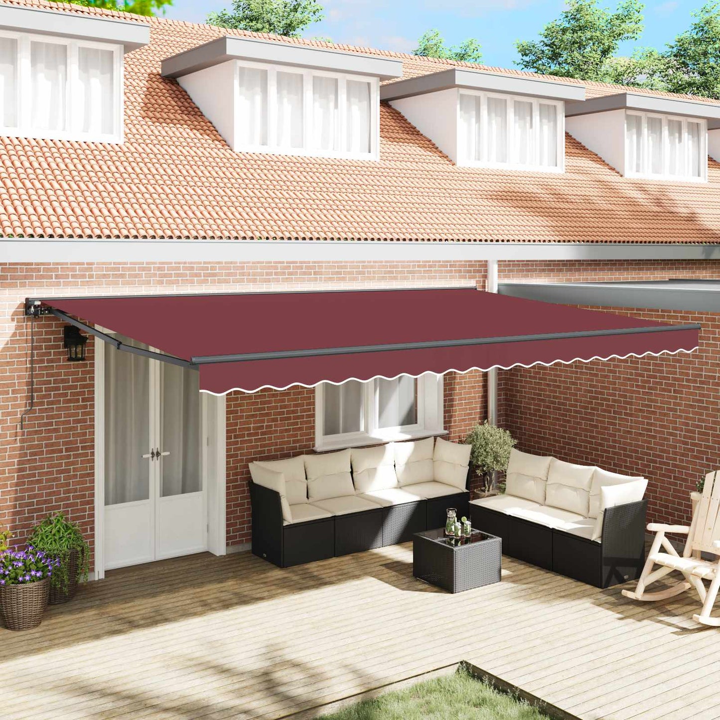 Zijde Frame Bordeauxrood 450 × 300 Cm Polyester Met Pu-Coating Bordeaux (Anthraciet Frame)
