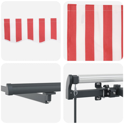 Uitschuifbare Luifel Stof En Aluminium Rood En Wit