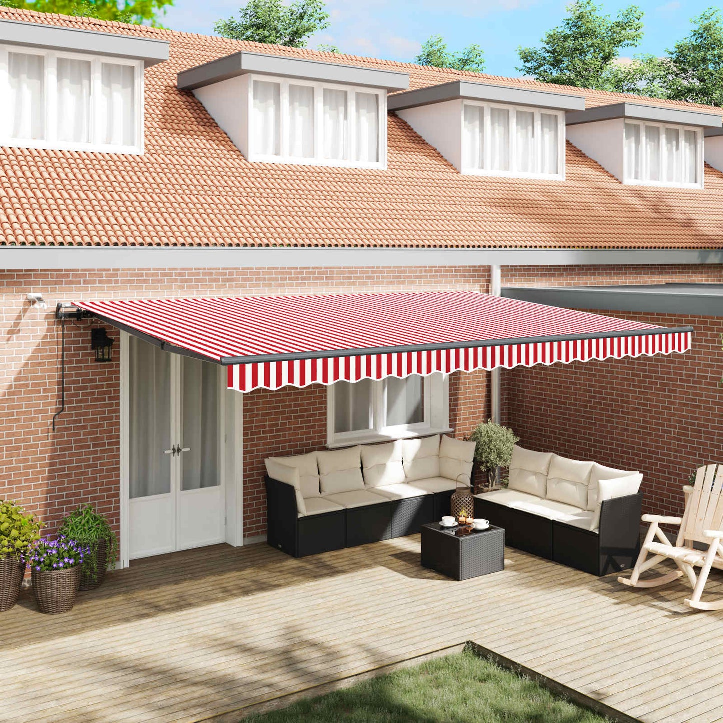 Luifeldoek Met Polyester Rood En Wit