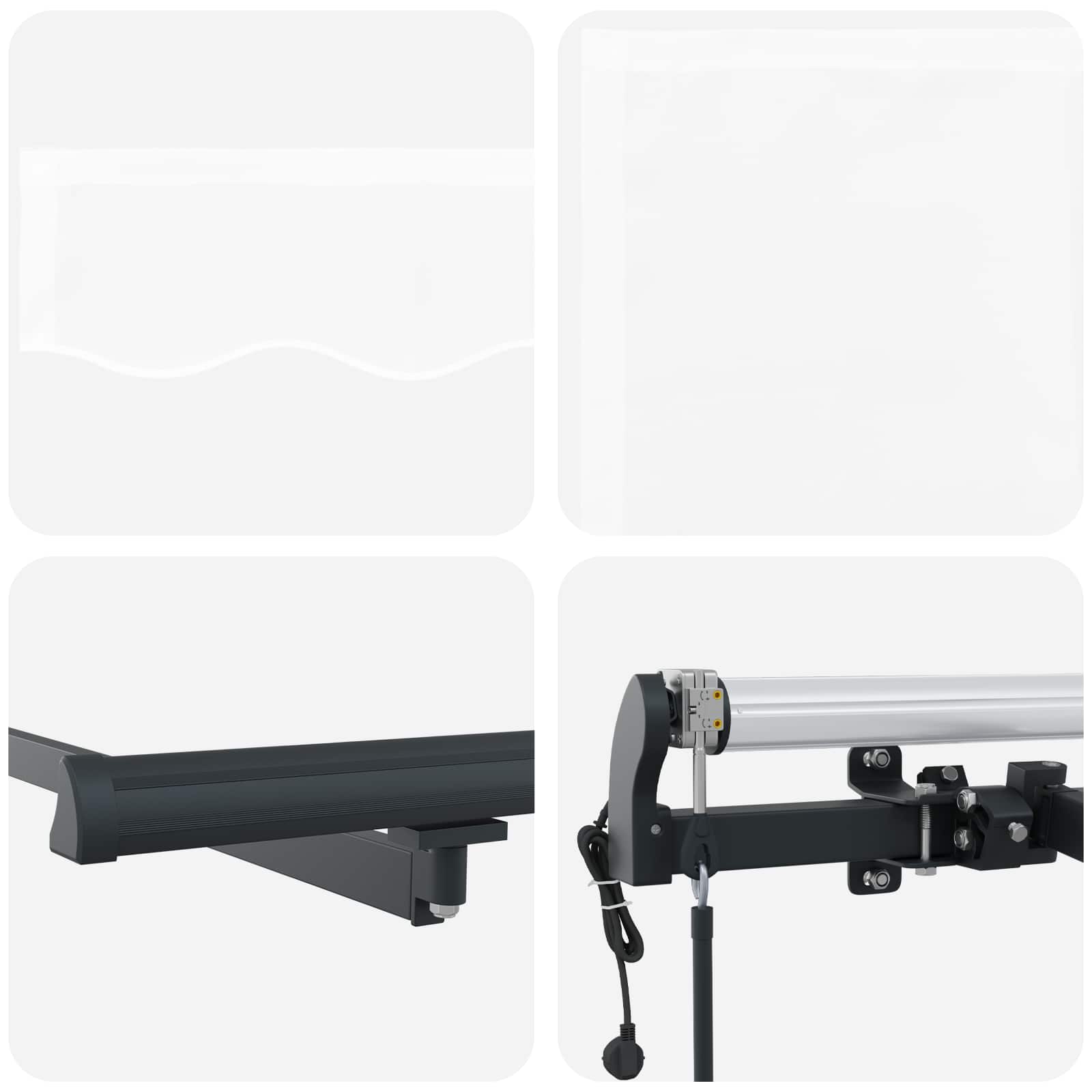 Inklapbaar Zonnescherm Stof En Aluminium Wit