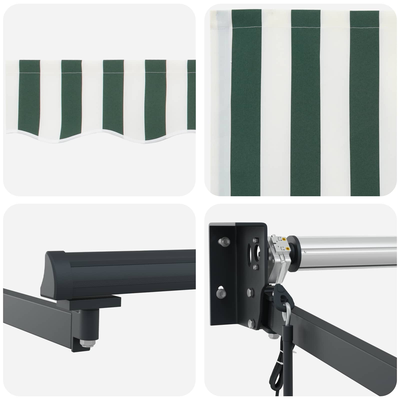 Inklapbaar Zonnescherm Groen En Wit 500 × 300 Cm