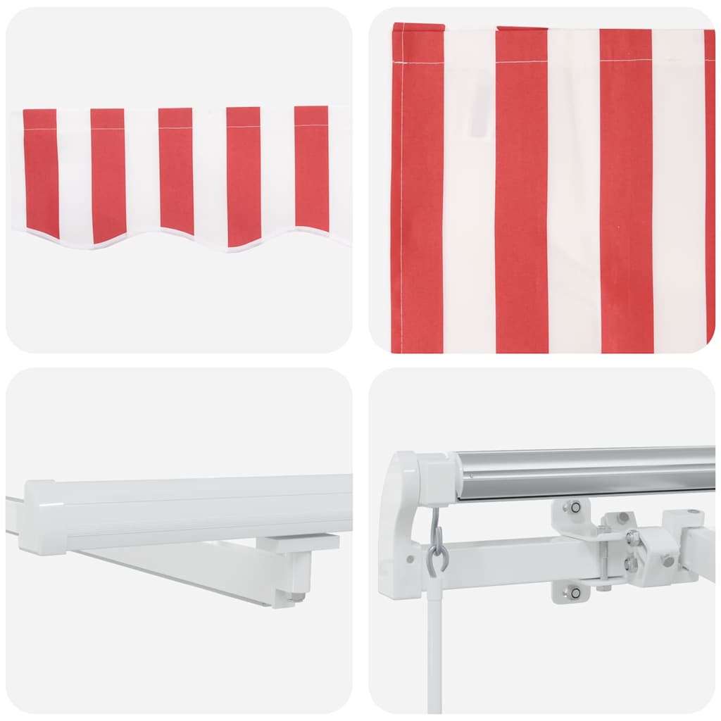 Inklapbaar Zonnescherm Stof En Staal Rood En Wit
