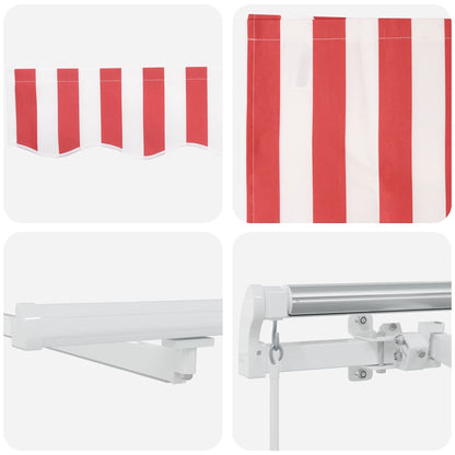 Inklapbaar Zonnescherm Stof En Staal Rood En Wit