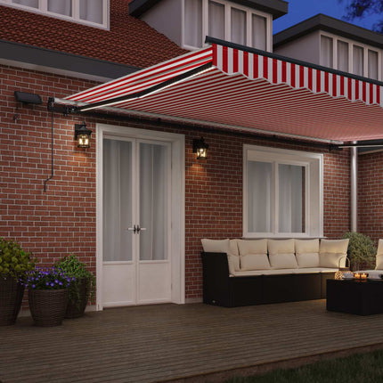 Uitschuifbare Luifel Stof En Aluminium Rood En Wit
