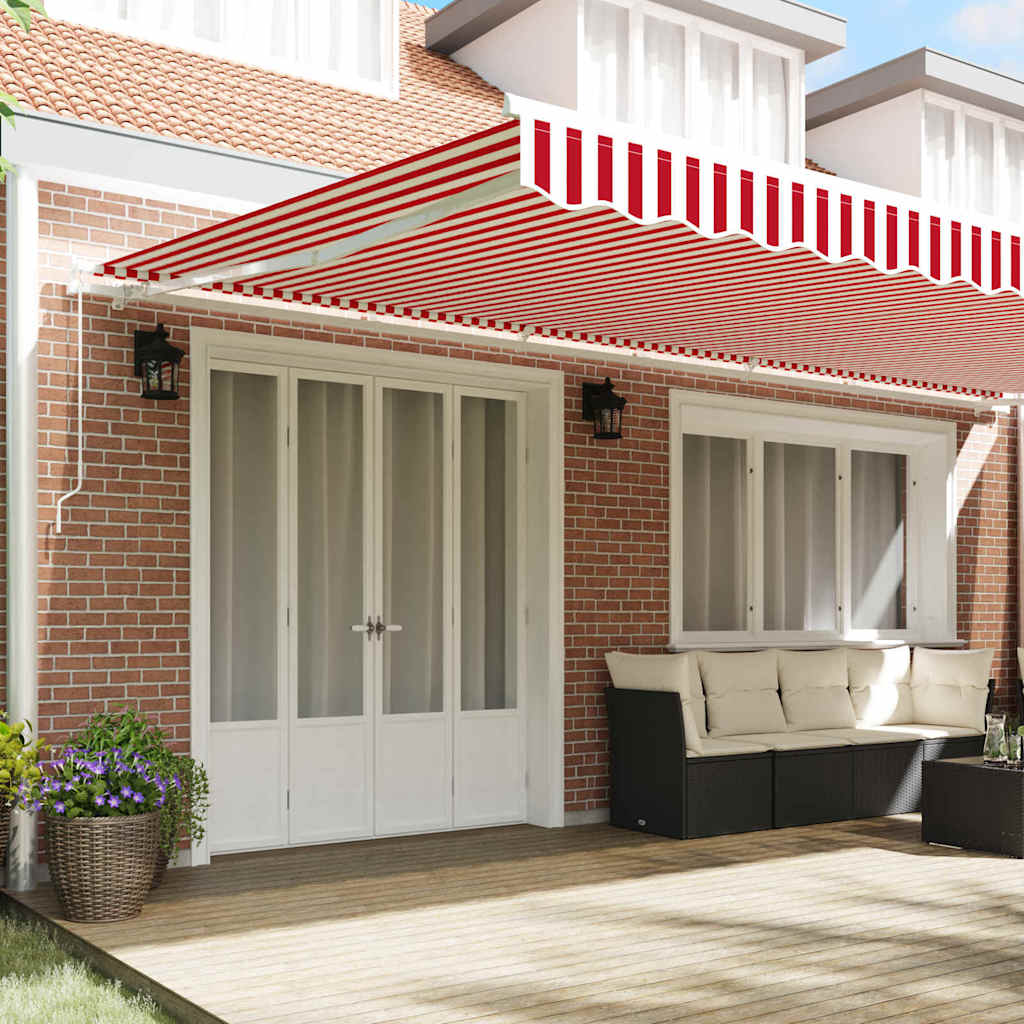 Inklapbaar Zonnescherm Rood En Wit 600 × 350 Cm