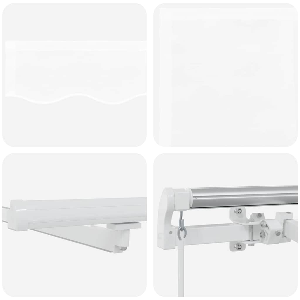 Inklapbaar Zonnescherm Wit 600 × 350 Cm Stof En Staal