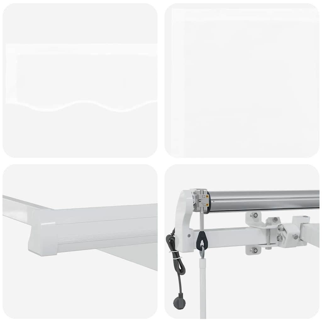 Inklapbaar Zonnescherm Wit 600 × 350 Cm Stof En Staal