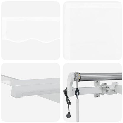 Inklapbaar Zonnescherm Wit 600 × 350 Cm Stof En Staal