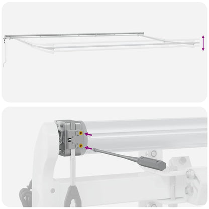 Inklapbaar Zonnescherm Wit 600 × 350 Cm Stof En Staal