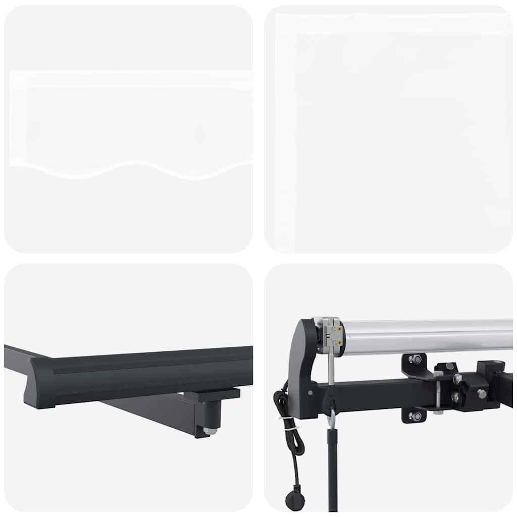 Inklapbaar Zonnescherm Wit 600 × 350 Cm Stof En Aluminium
