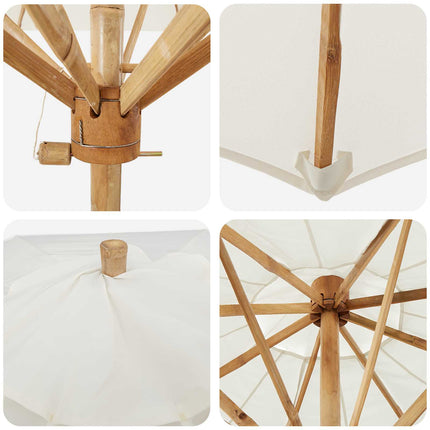Tuinparasol Crème Wit Ø 150 X 210 Cm Bamboe