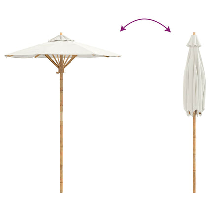 Tuinparasol Crème Wit Ø 150 X 210 Cm Bamboe