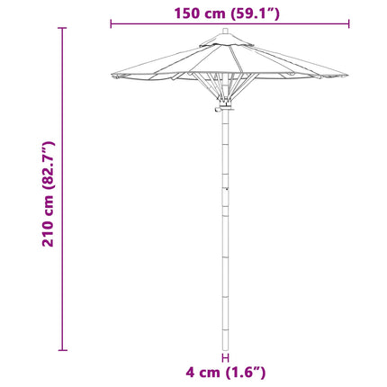 Tuinparasol Crème Wit Ø 150 X 210 Cm Bamboe