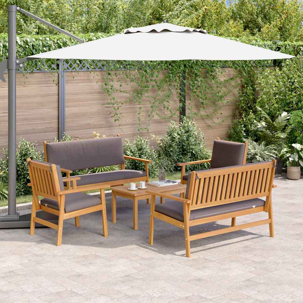 Tuinbankenset 6 Pcs Bruin Massief Acaciahout
