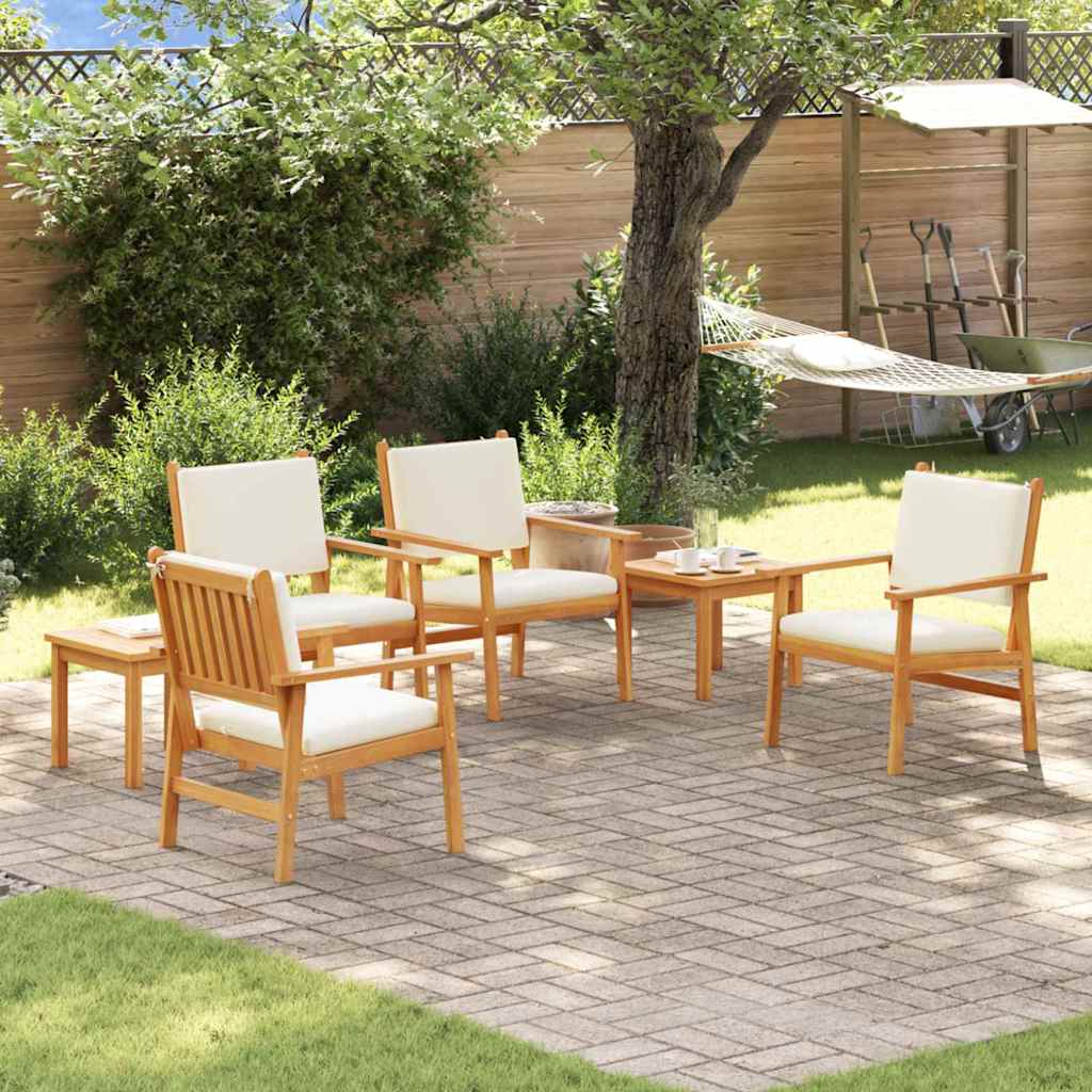 Tuinbankenset 6 Pcs Bruin Massief Acaciahout